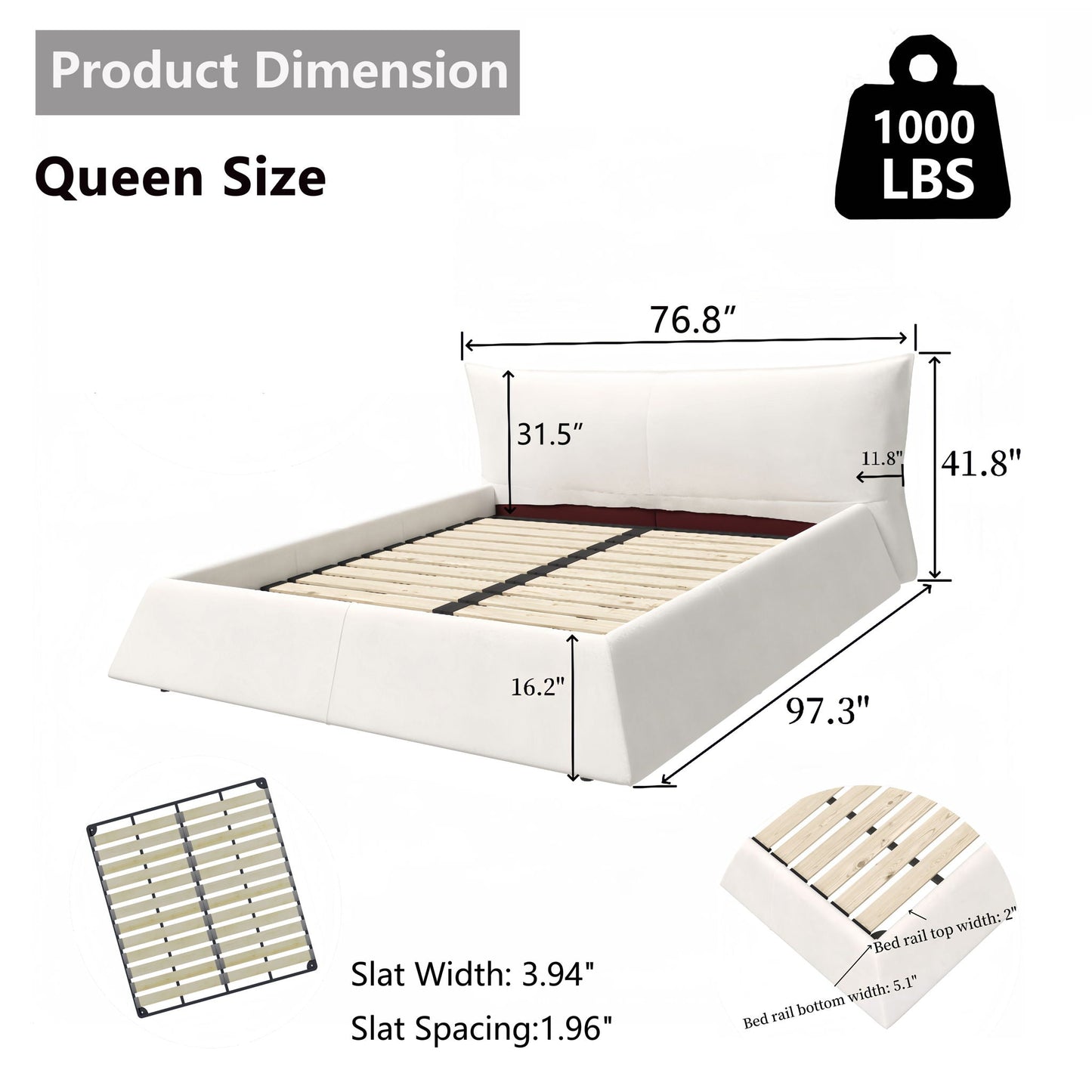 Upholstered Platform Bed With Special Shaped Velvet Headboard Home Essentials