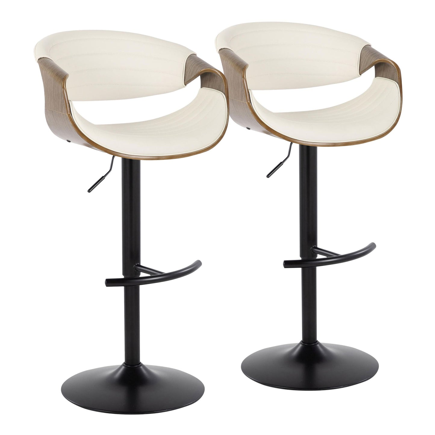 Symphony - Mid Century Modern Adjustable Barstool With Swivel With Rounded T Footrest (Set of 2) Lumi Source