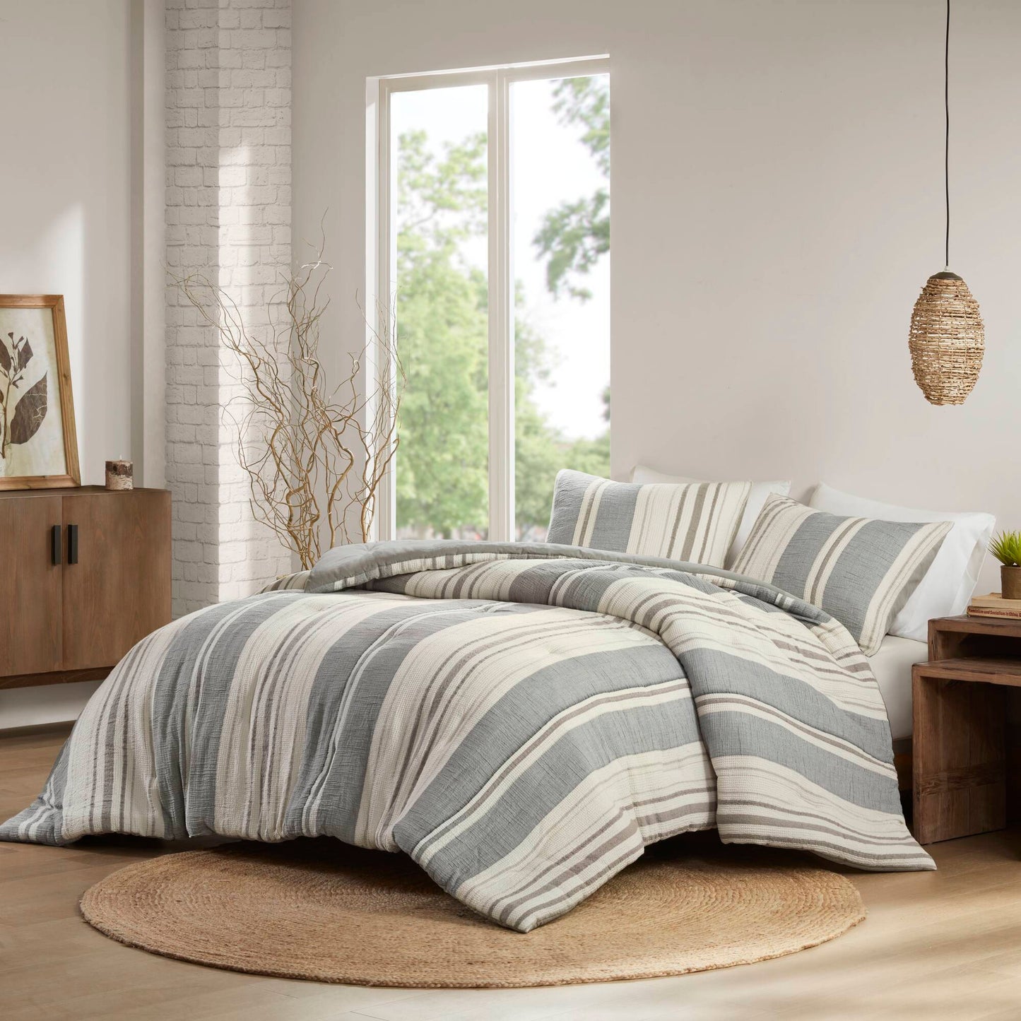 Mesa - 3 Piece Full/Queen Comforter Set - Gray Woolrich