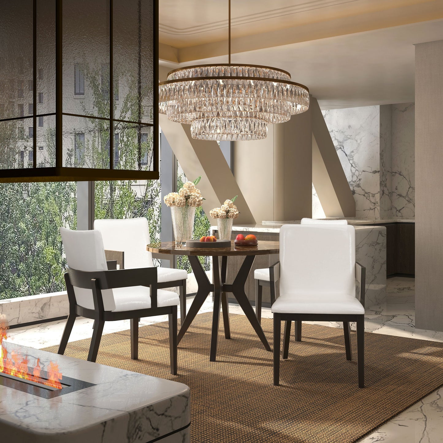 Modern Glossy Dining Chairs (Set of 2), Elegant Upholstery And Ergonomic Design - Black White Hearth and Haven