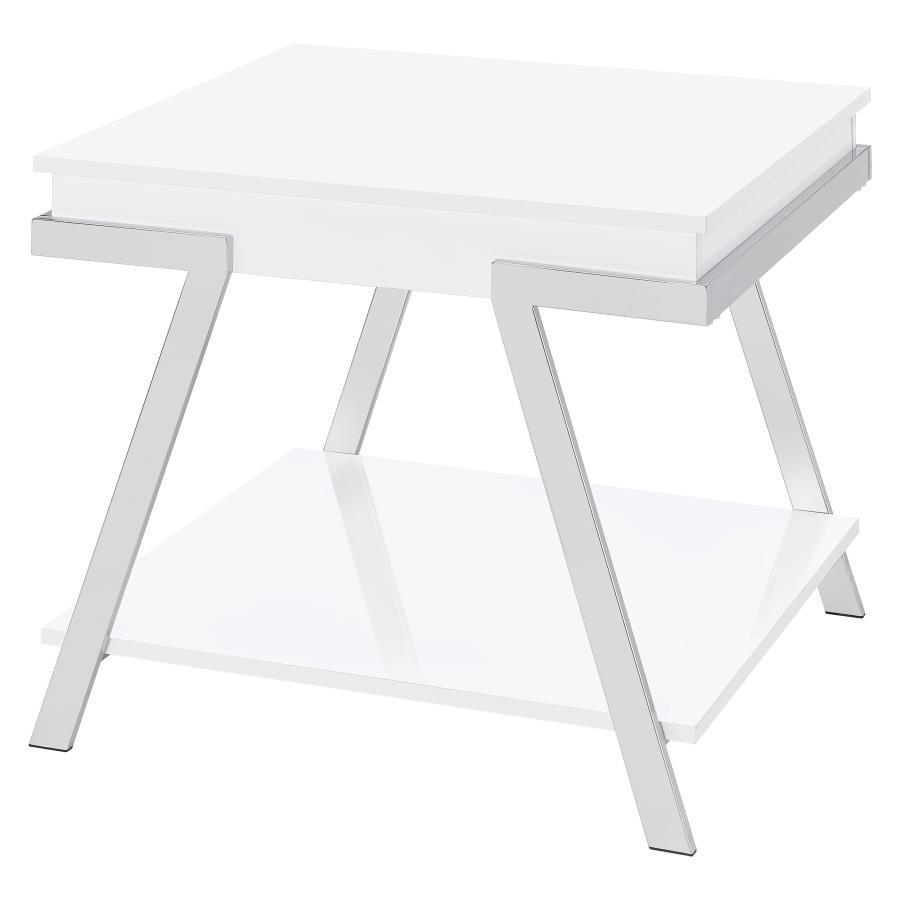 Marcia - Rectangular Side End Table - White High Gloss Coaster Fine Furniture