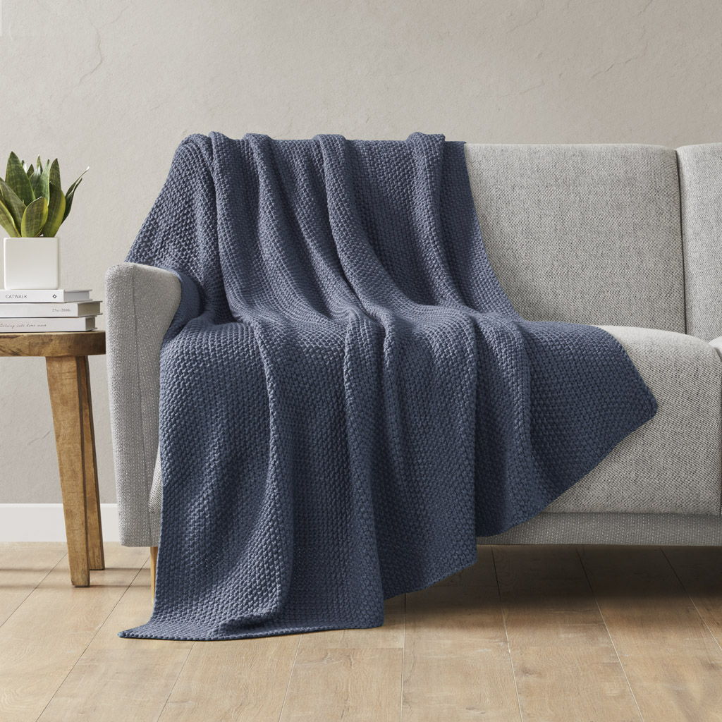 Bree Knit - Throw - Indigo INK+IVY