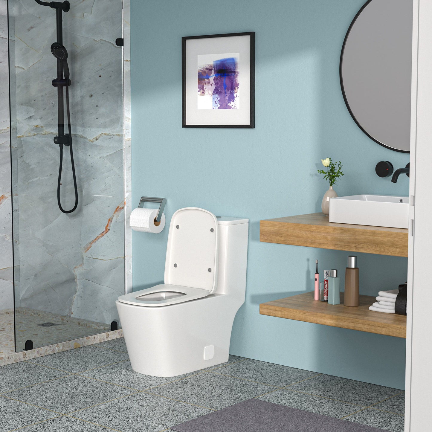 1 Piece Toilet & Dual Flush And Soft Closing Seat - White Daily Nest