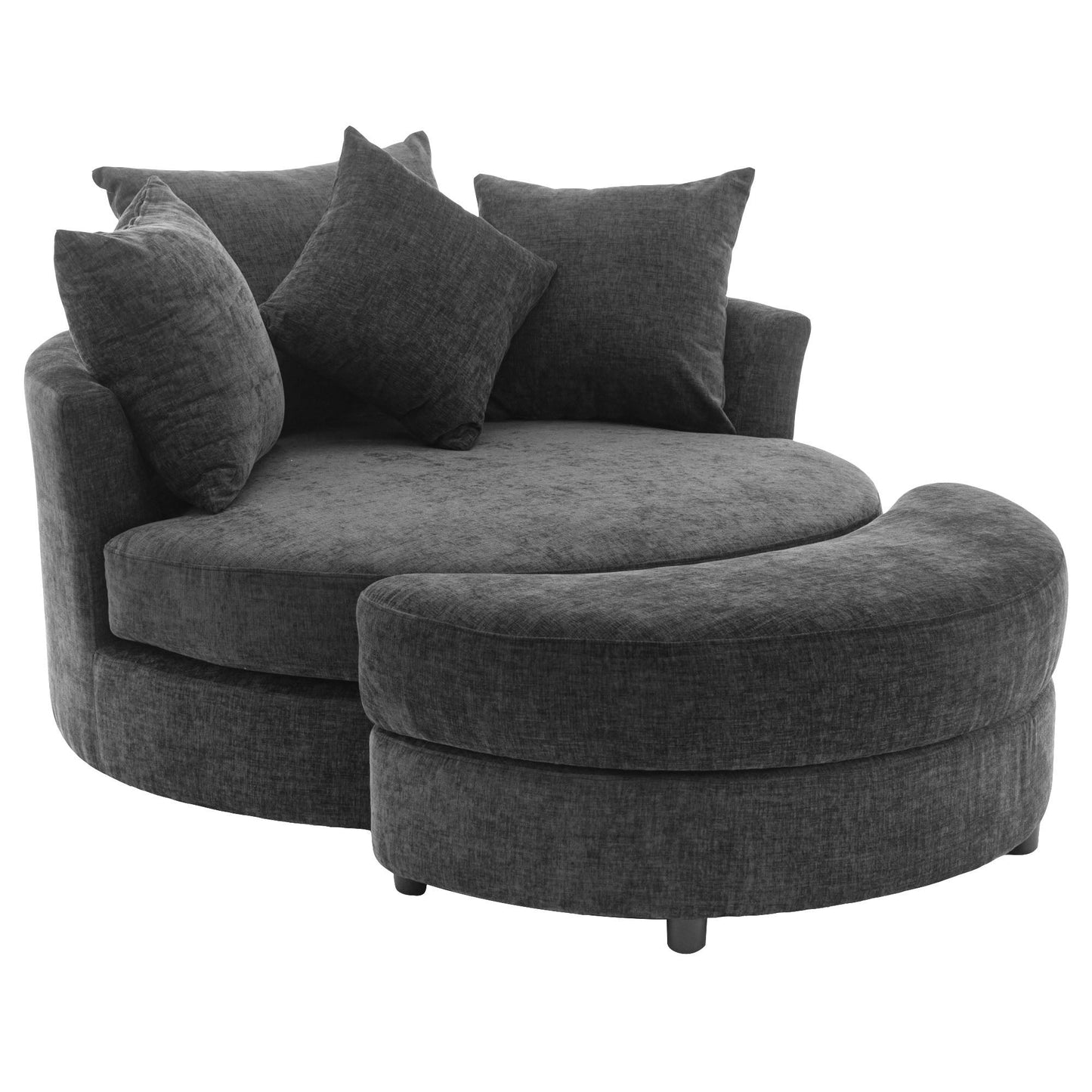 360° Swivel Accent Barrel Chair With Storage Ottoman & 4 Pillows, Modern Chenille Leisure Chair Round Accent For Living Room Hearth and Haven