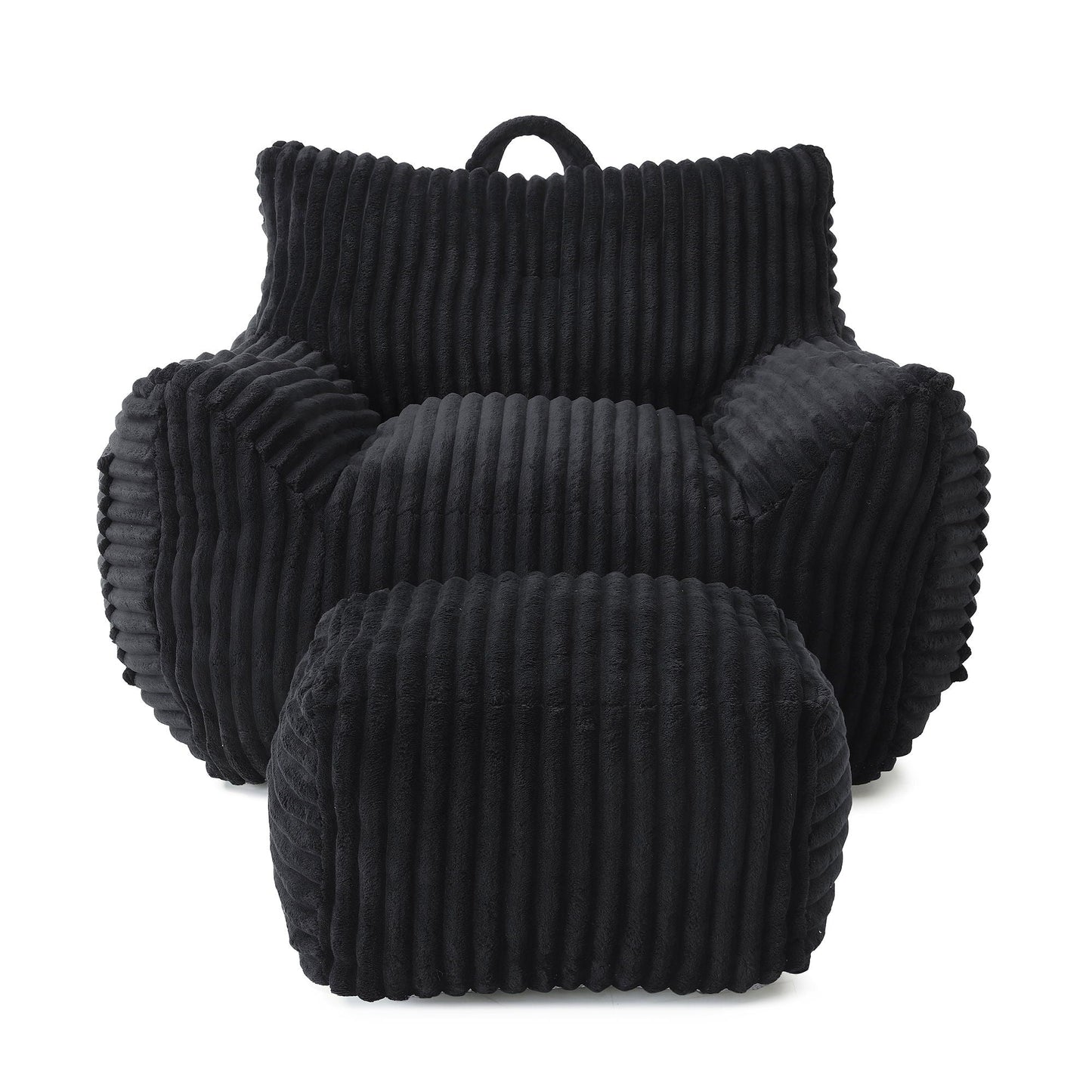 Giant Plush Bean Bag Chair With Armrests And Footstool Home Essentials