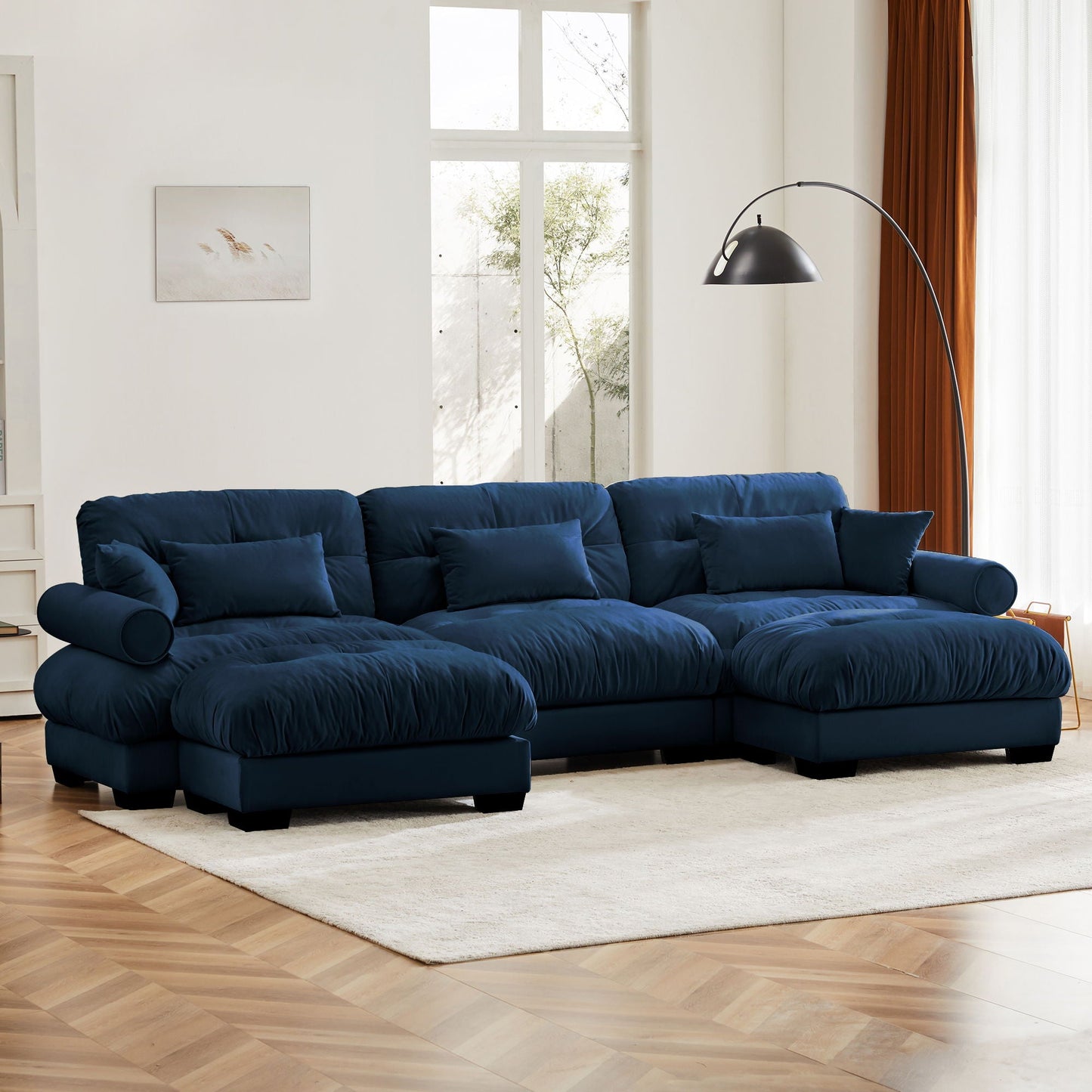 Super Comfort Oversized Modular Sectional Sofa With Movable Ottoman - Snoozhouse
