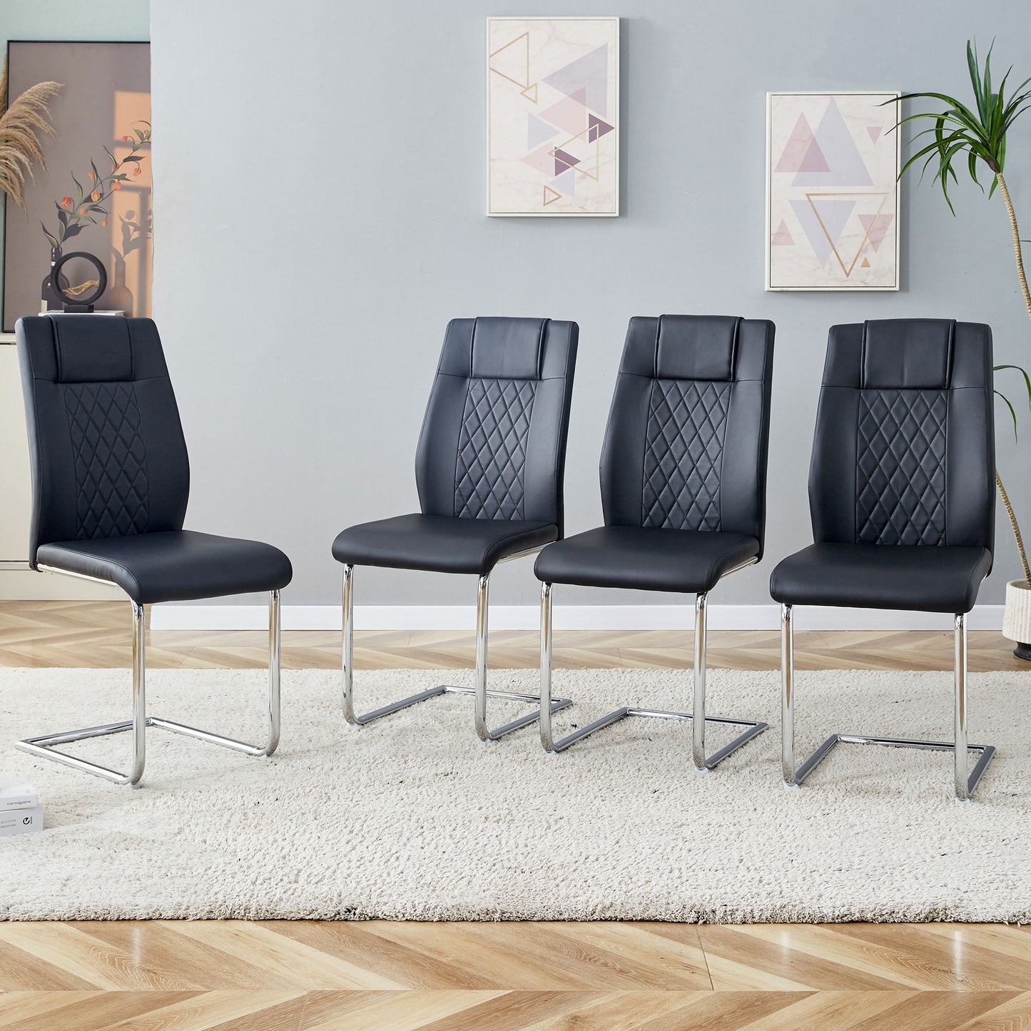 Modern Dining Chairs With Padded Seat, Metal Legs Home Essentials