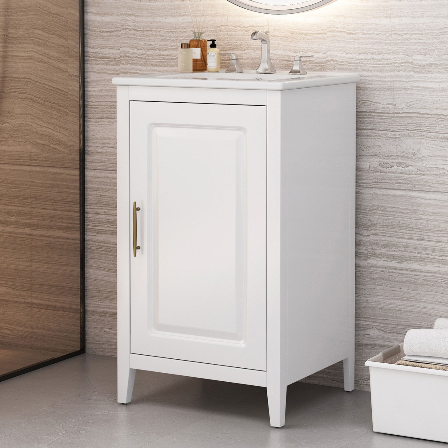 Modern Bathroom Vanity With Sink, Functional Drawer, Soft- Closing Door Noble House