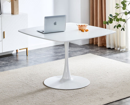 Table Mid-Century Dining Table For 4-6 People With Round MDF Table Top, Pedestal Dining Table, End Table Leisure Coffee Table Home Essentials