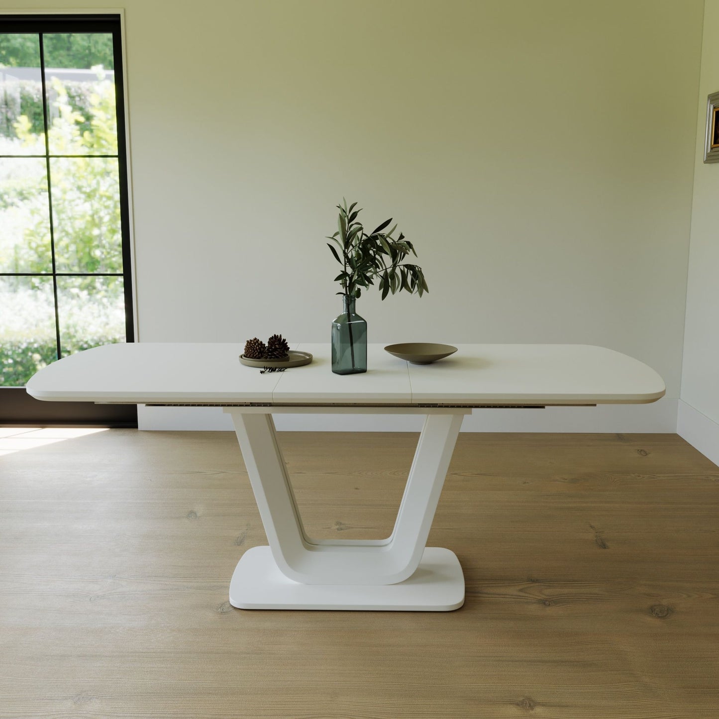 Modern Industrial Style Expandable Dining Table With U Shaped Legs - Antique Gray White Home Essentials