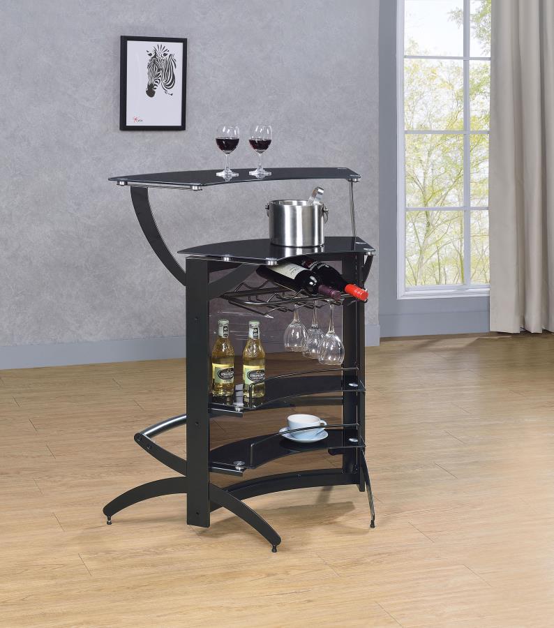 Dallas - 2-Shelf Curved Freestanding Home Bar Cabinet CoasterEssence