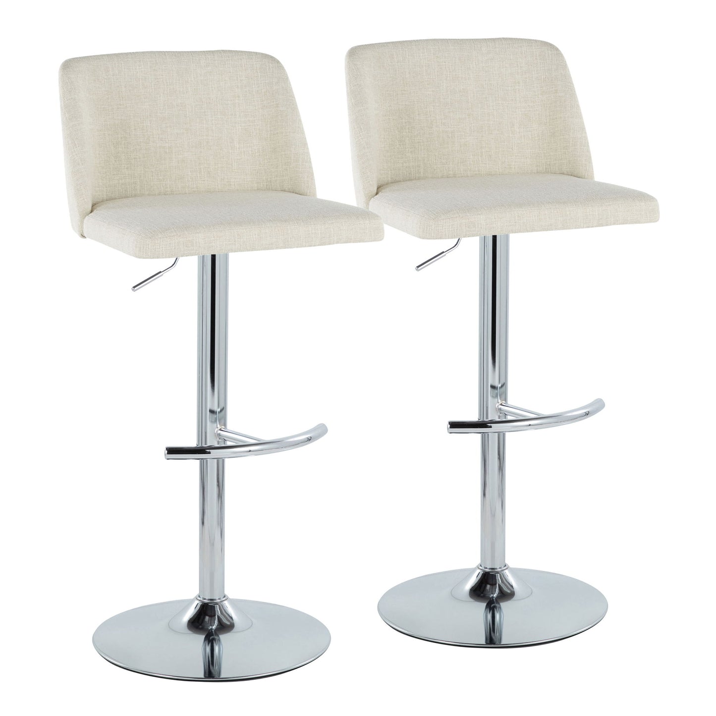 Toriano - Contemporary Adjustable Barstool Swivel With Rounded T Footrest (Set of 2) Lumi Source