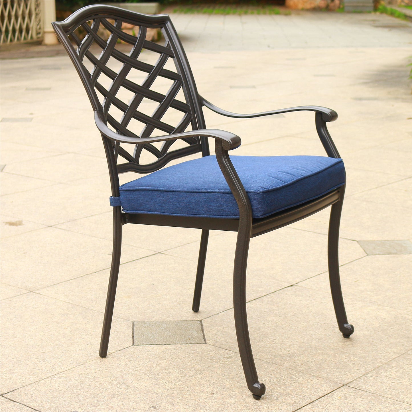 Outdoor Patio Aluminum Dining Arm Chair With Cushion (Set of 2) Home Essentials