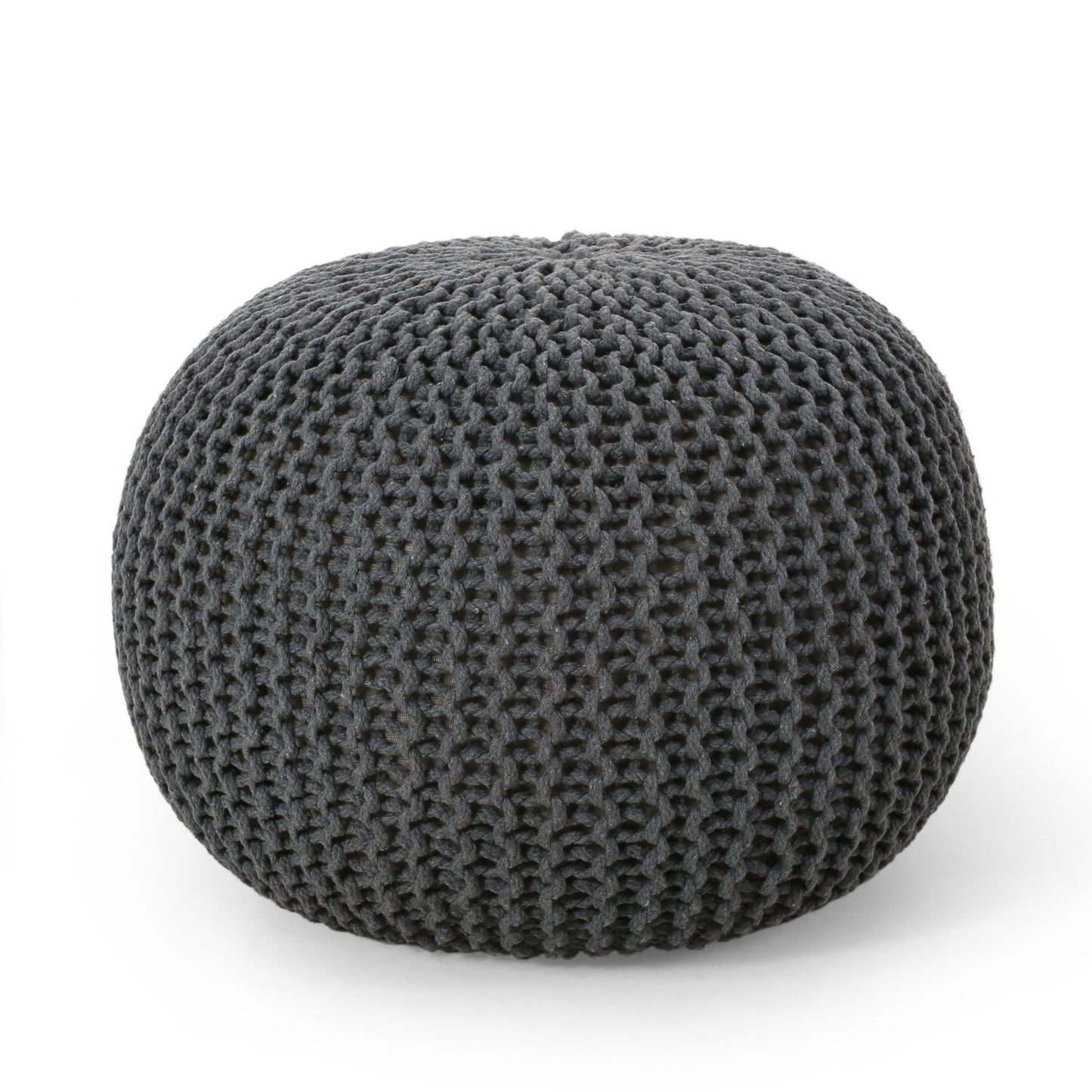Bordeaux - Knitted Cotton Round Pouf, Versatile Ottoman And Floor Cushion Home Essentials