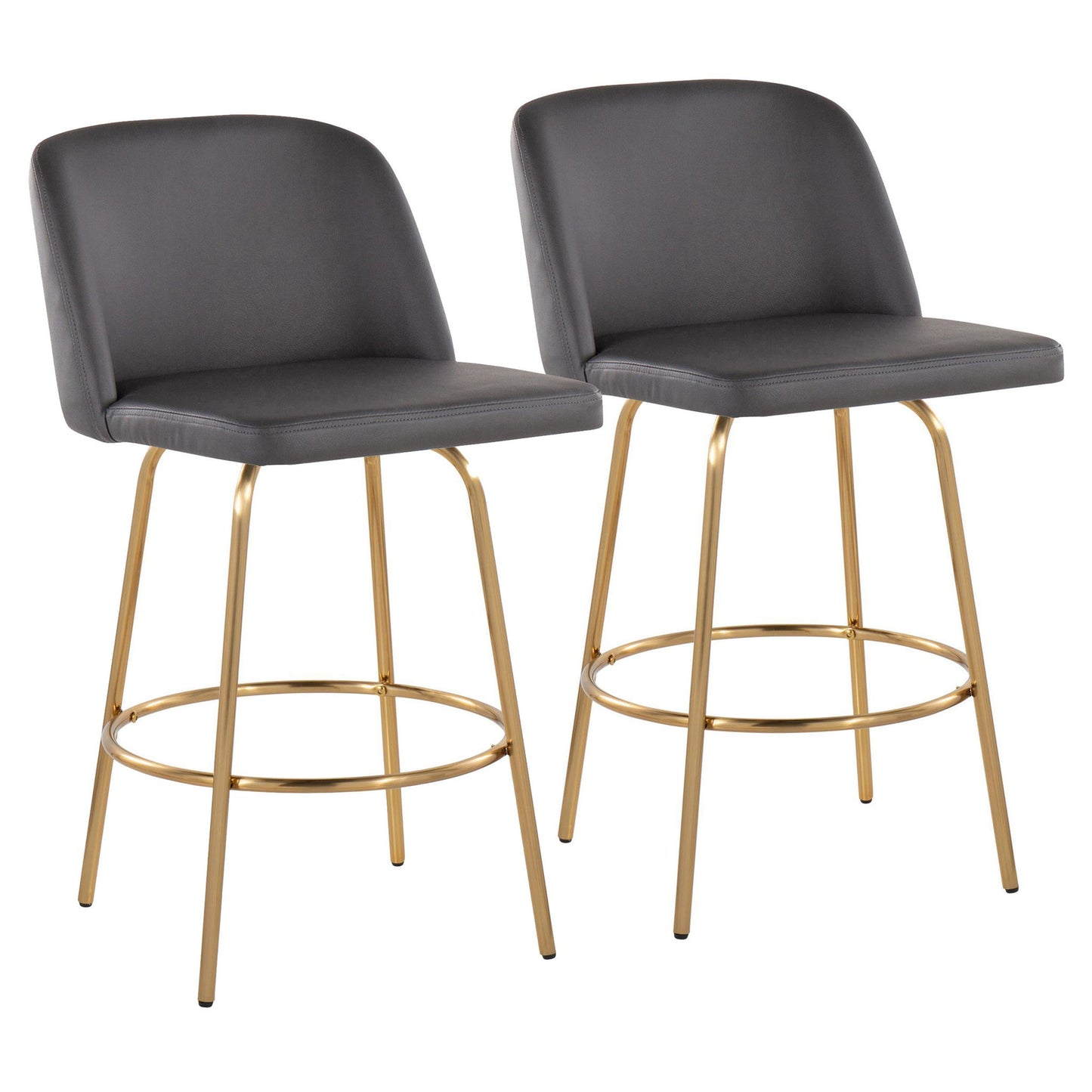 Toriano - Contemporary, Fixed Height Counter Stool With Swivel With Round Footrest (Set of 2) Lumi Source