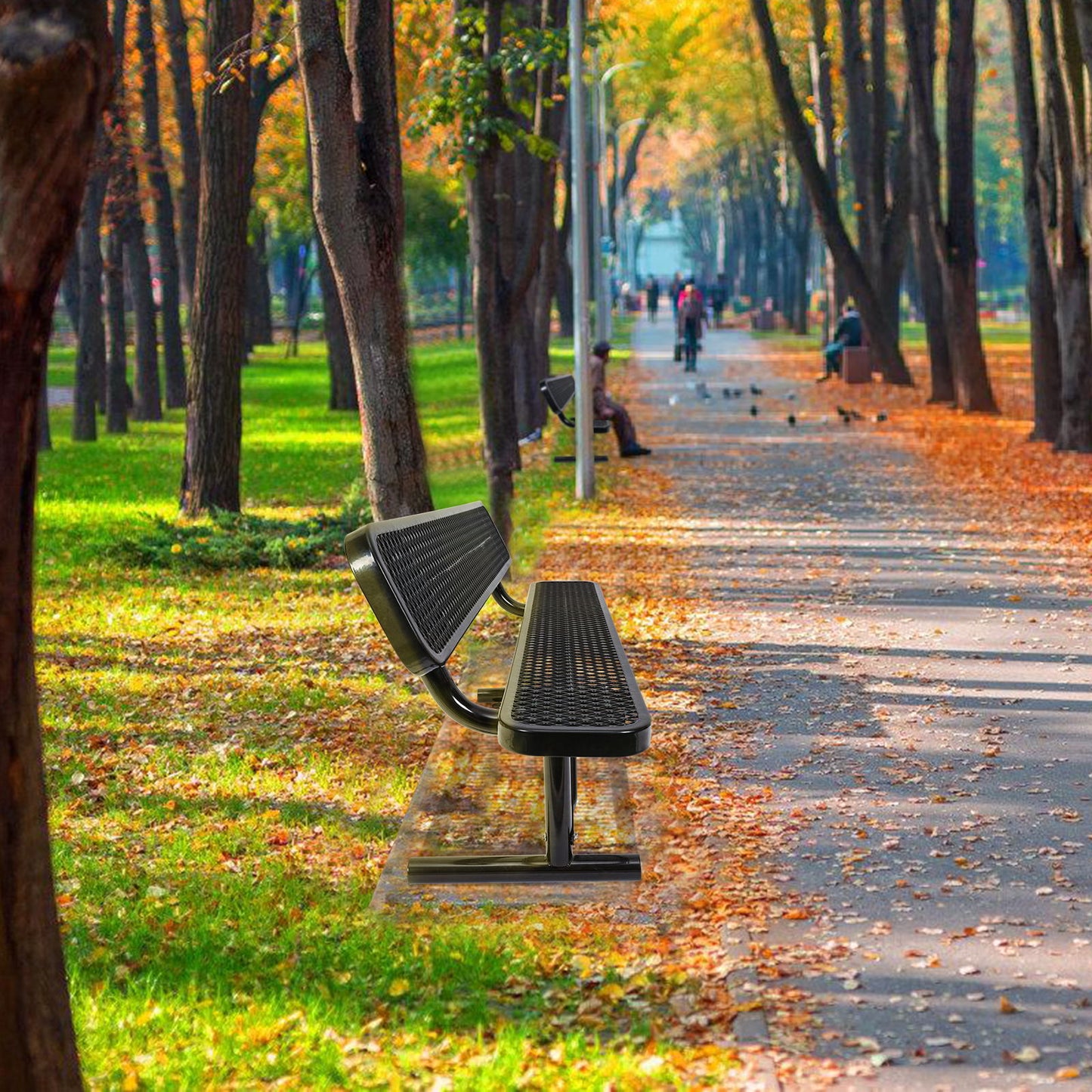 Outdoor Steel Bench With Backrest Home Essentials