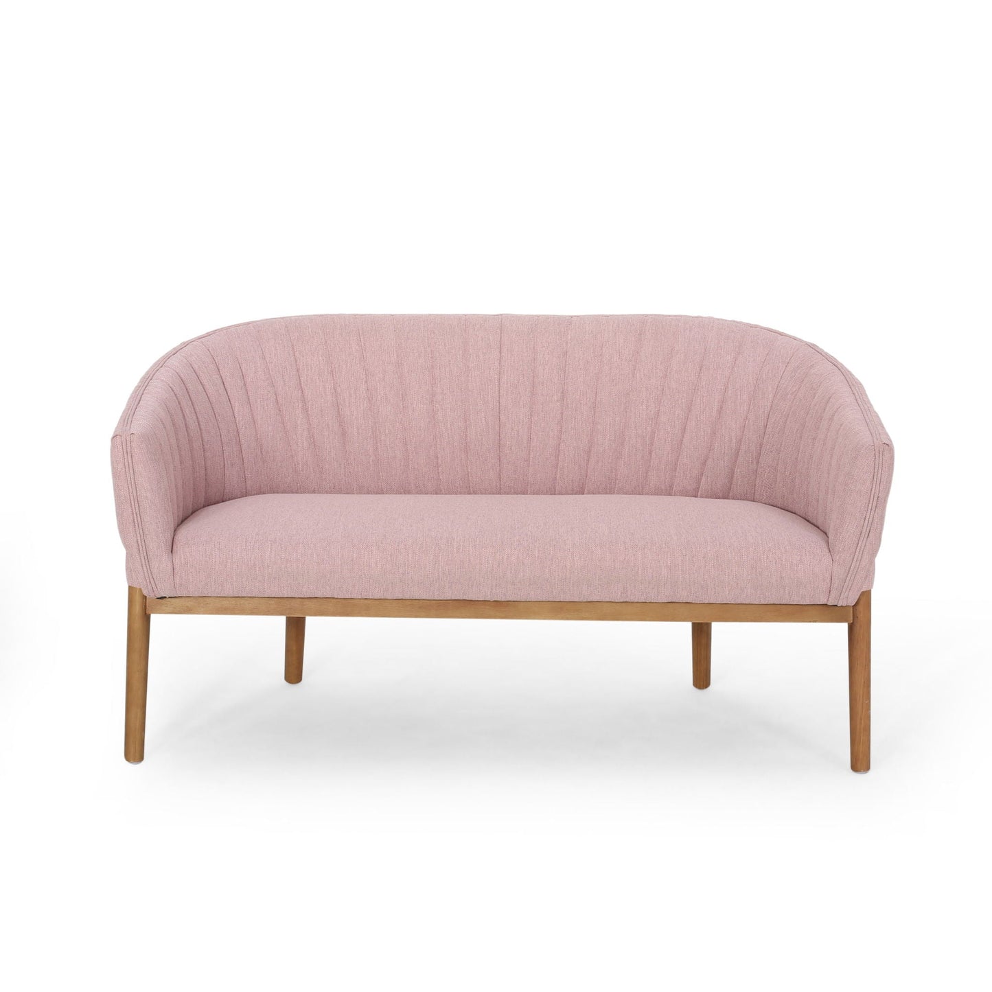 Mid Century Modern Loveseat With Channel Stitched Backrest Noble House