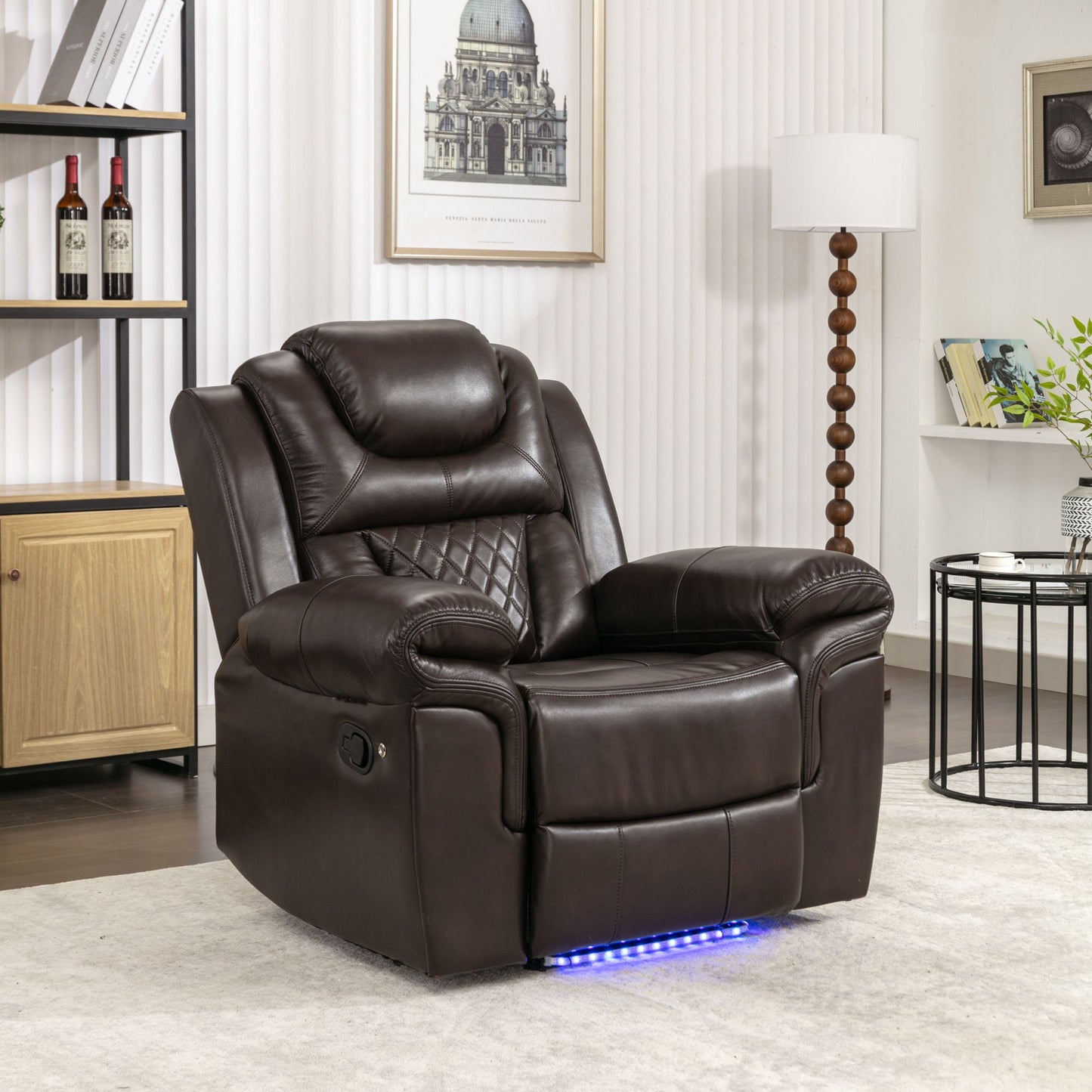 Home Theater Seating Manual Recliner Chair With Led Light Strip For Living Room Hearth and Haven