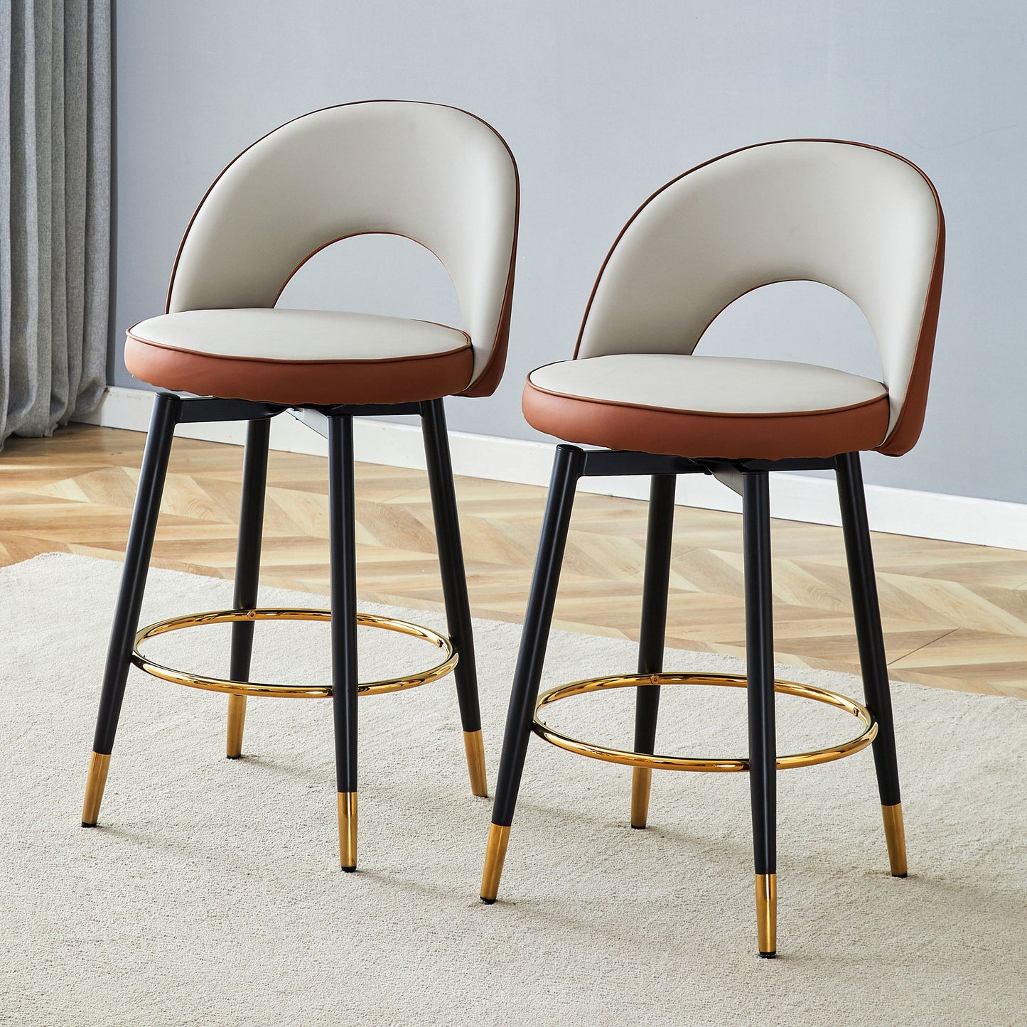 Upholstered Rotatable Bar Chair With Metal Legs For Dining Room Home Essentials