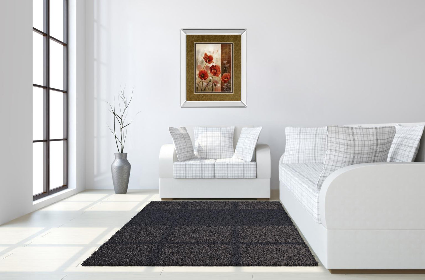 Wild Poppies Il By Conrad Knutsen - Mirror Framed Print Wall Art - Red Classy Living
