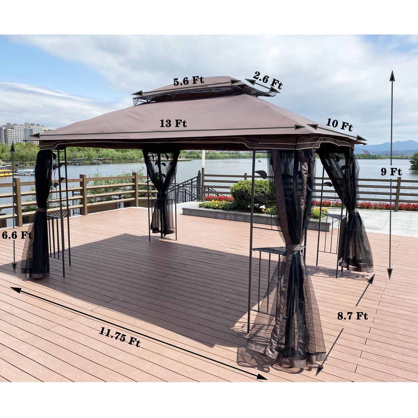 Patio Gazebo Tent With Ventilated Double Roof And Mosquito Net For Backyard Or Garden Home Essentials