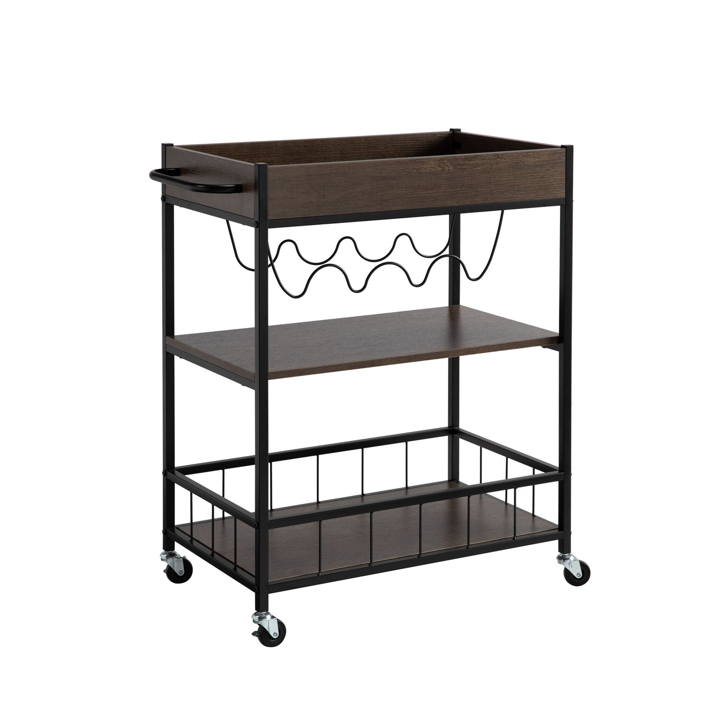 Rolling Kitchen Cart With Storage And Four Wine Bottle Rack Home Essentials