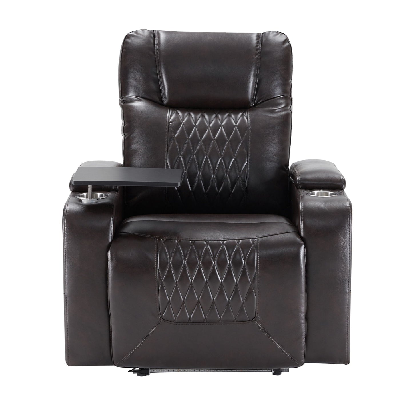 Power Motion Recliner With USB Charging Port And Hidden Arm Storage 2 Convenient Cup Holders Design And 360 Degree Swivel Tray Table Hearth and Haven