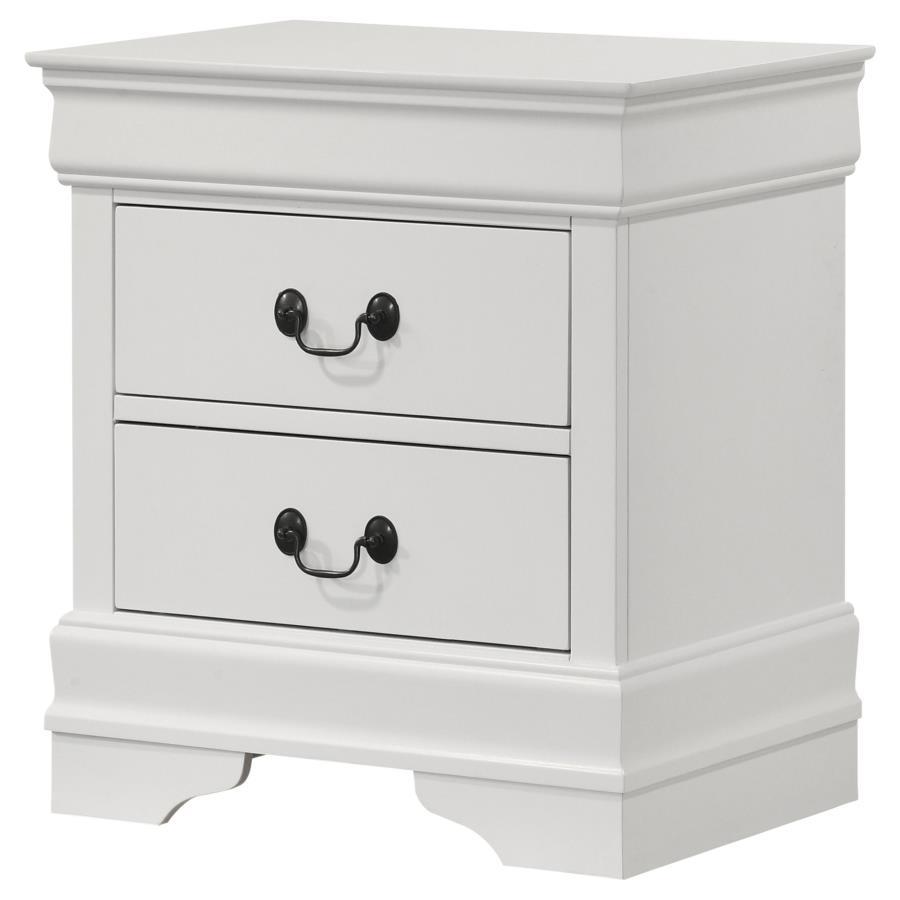 Louis Philippe - 2-Drawer Nightstand Bedside Table - White Coaster Fine Furniture