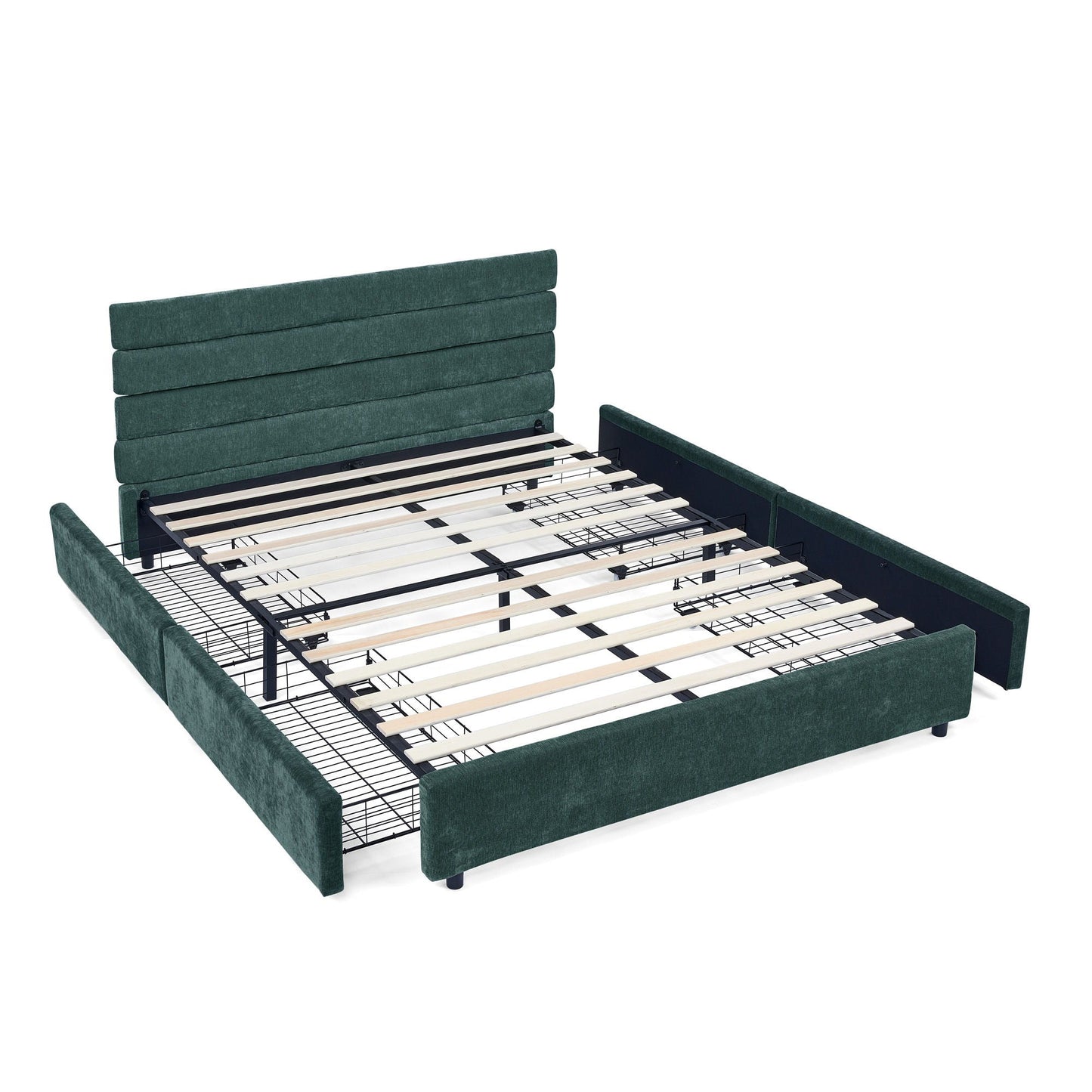 Modern Cushioned Bed Frame With Headboard And Drawers Home Essentials