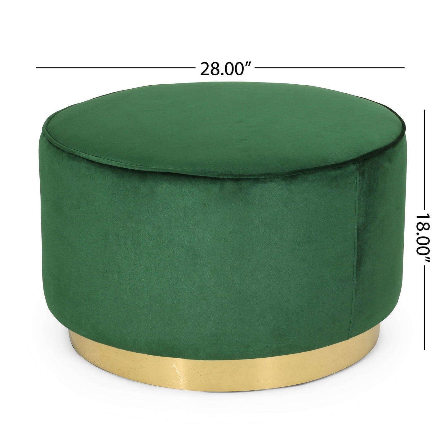 Round Velvet Ottoman, Upholstered Foot Stool For Living Room, Entryway - Emerald Noble House