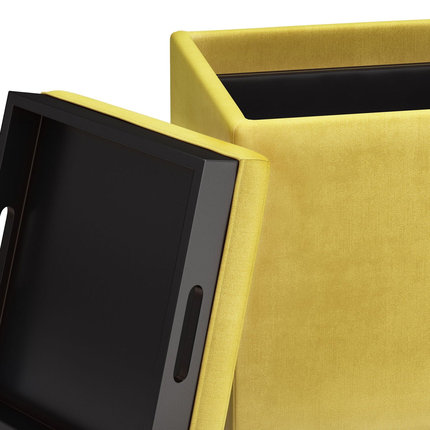 Rockwood - Upholstered Cube Storage Ottoman With Tray Simpli-Home