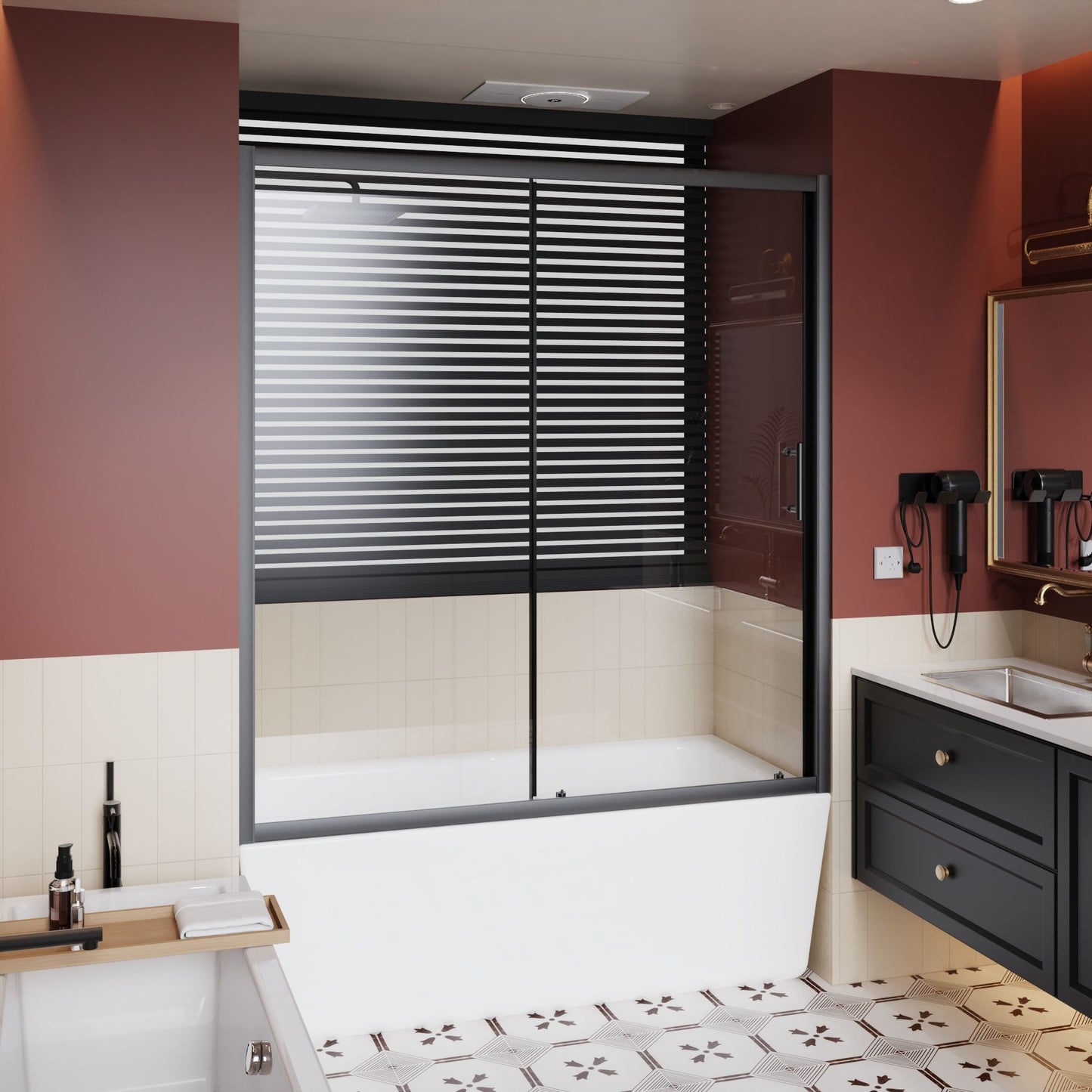 Sliding Shower Door For Bathtub - Matt Black Daily Nest