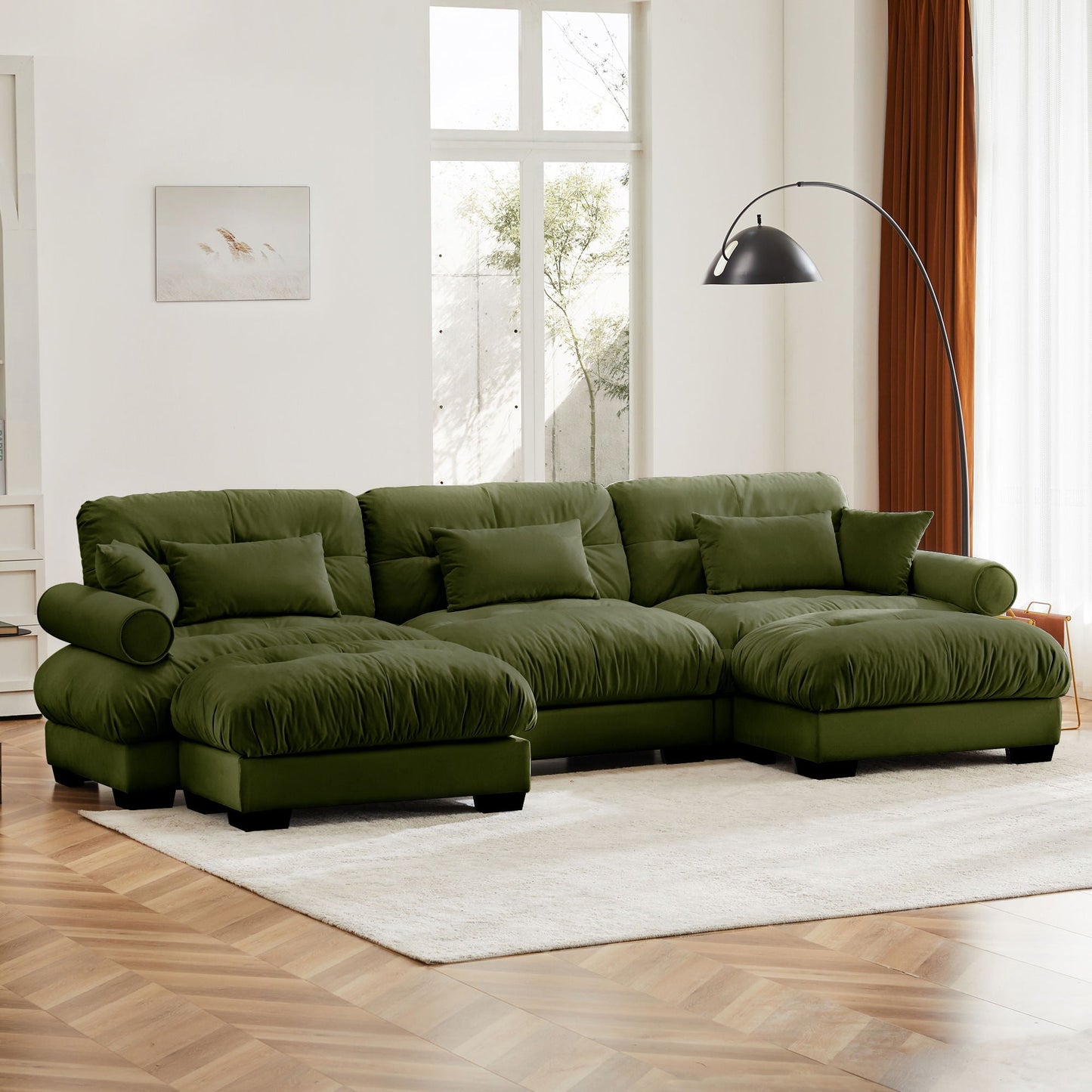Super Comfort Oversized Modular Sectional Sofa With Movable Ottoman - Snoozhouse