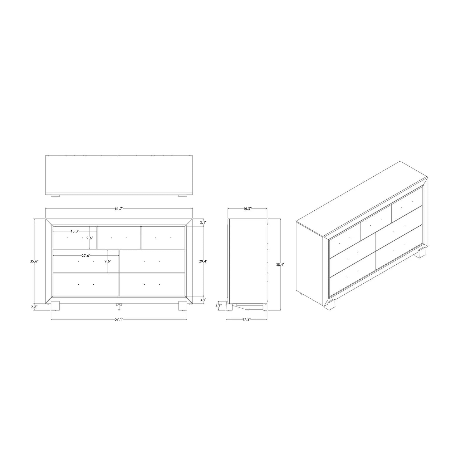 Skye - Marble Dresser - White Global Furniture USA