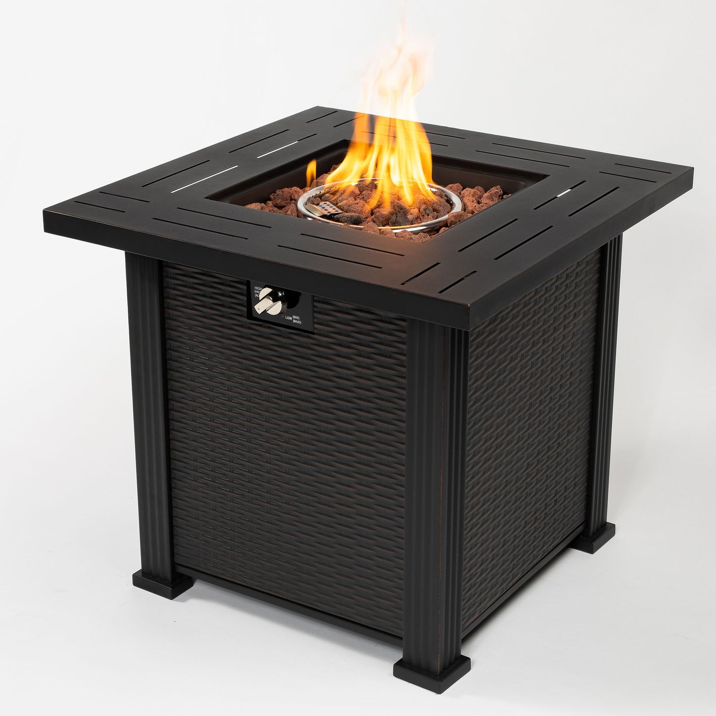 28" Square Fire Pit Table - Brown Home Essentials
