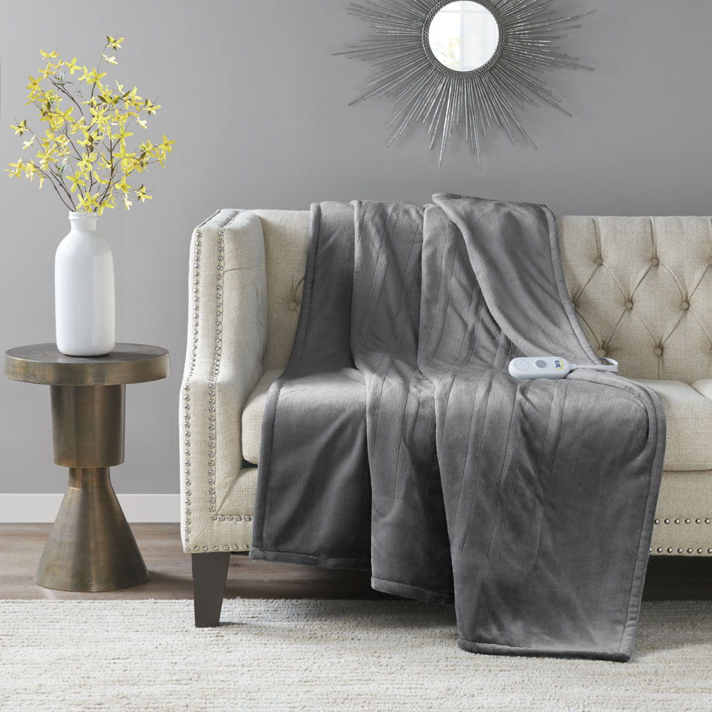 Heated Throw - Dark Gray Serta