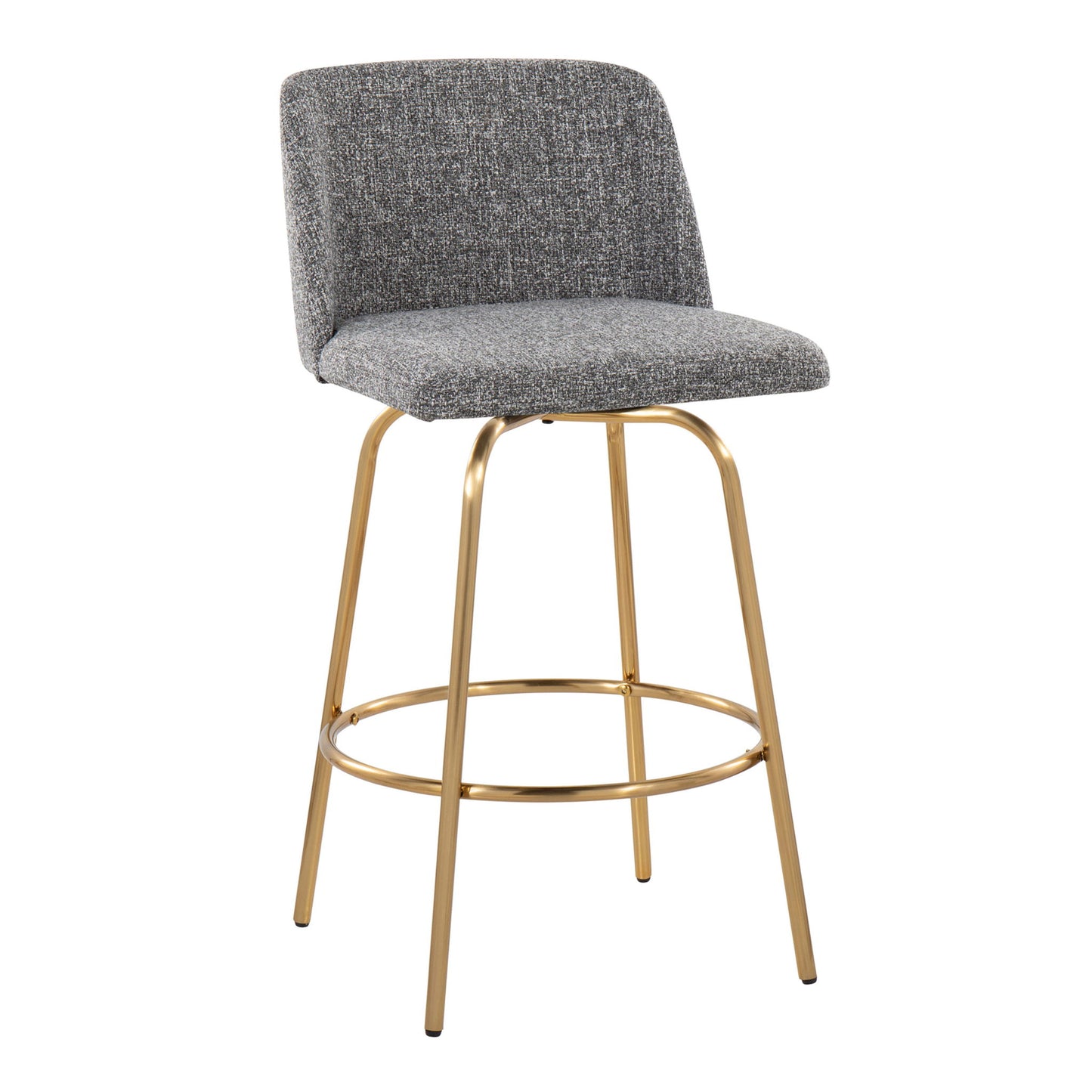 Toriano - Contemporary, Fixed Height Counter Stool With Swivel With Round Footrest (Set of 2) Lumi Source
