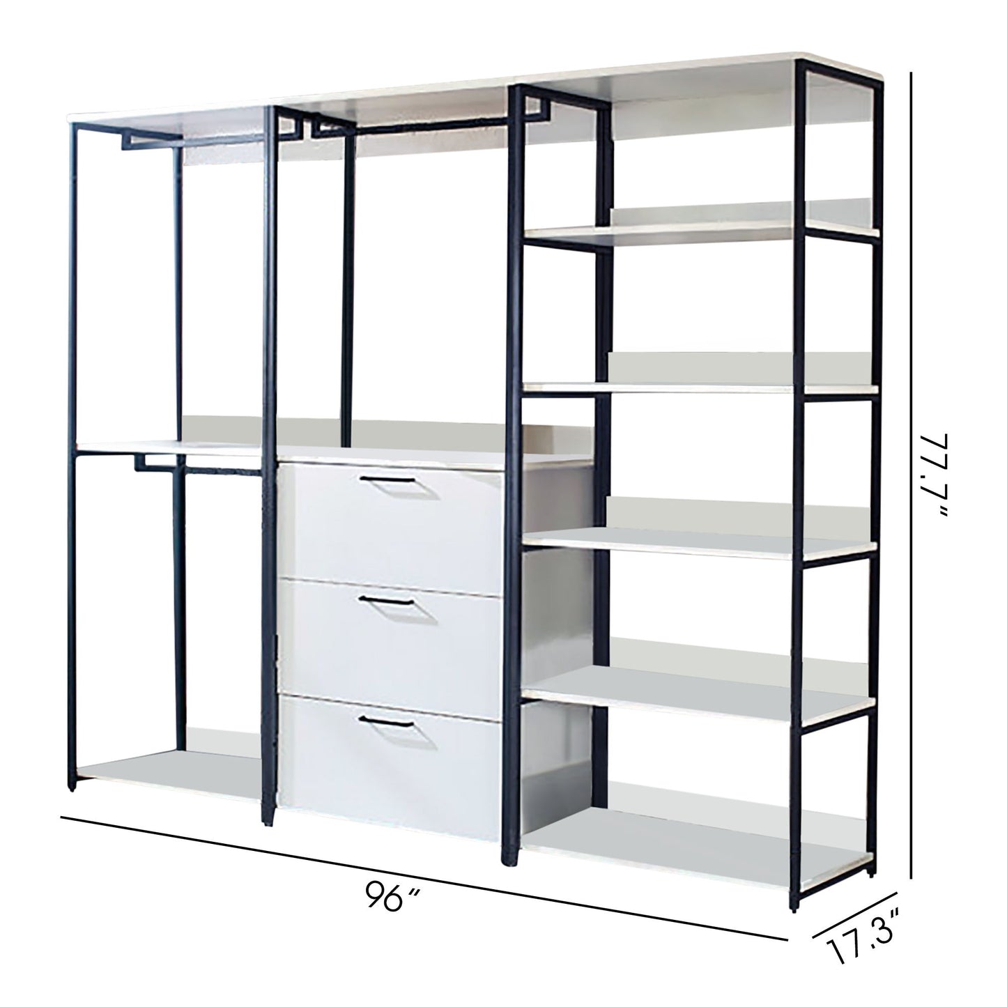 Fiona - Freestanding 3 Tower Wood Closet System With Metal Frame 7 Shelf Walk - White Home Essentials