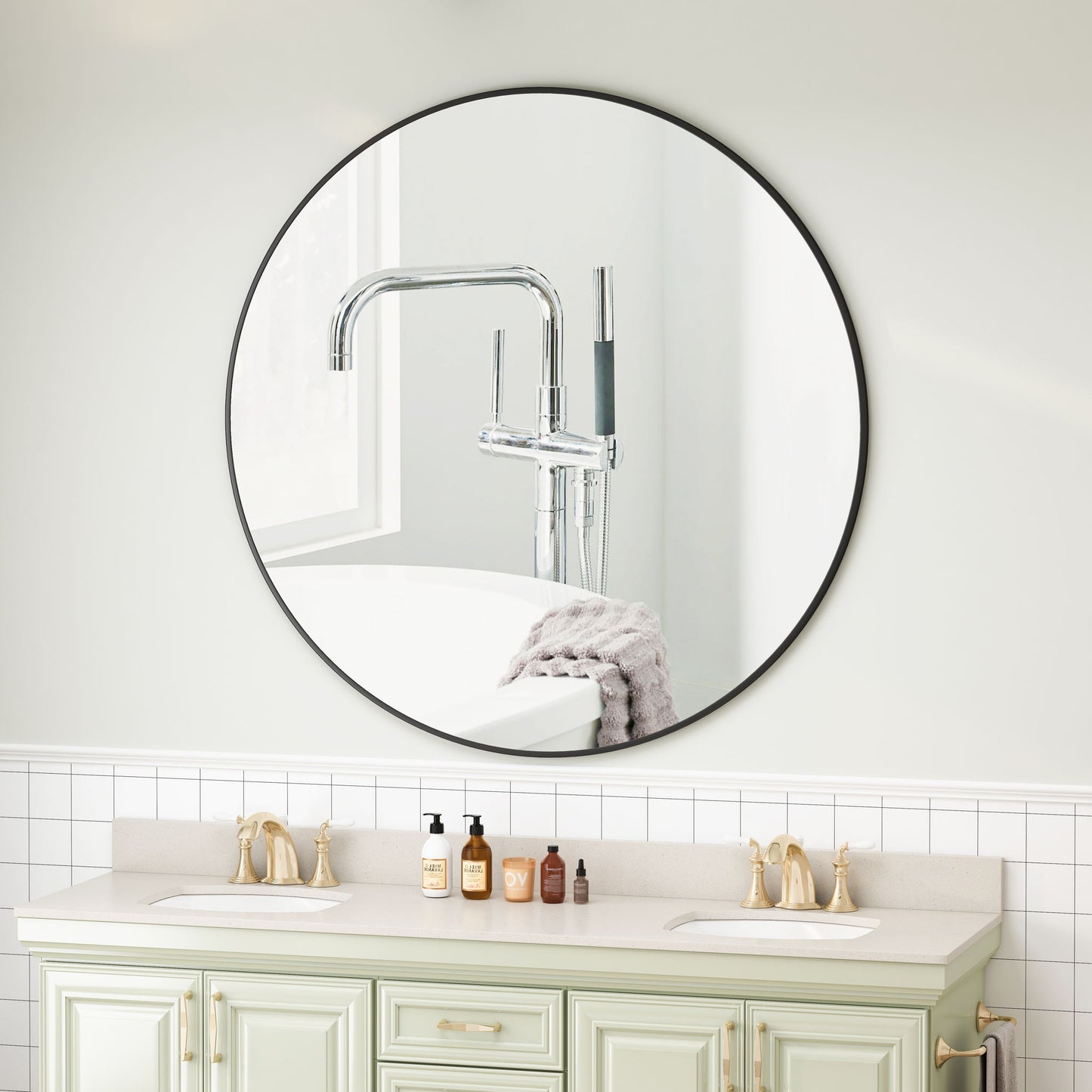 Wall Circular Mirror Metal Framed Mirror Round Vanity Mirror Dressing Mirror, For Bathroom, Living Room, Bedroom Wall Decor Daily Nest