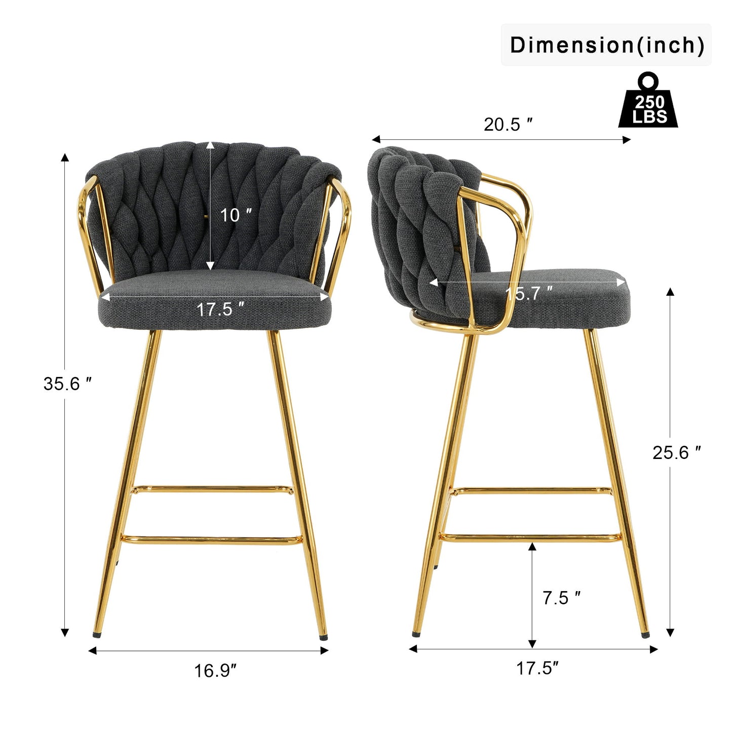 Modern Design High Stool With Plated Legs (Set of 2) Home Essentials