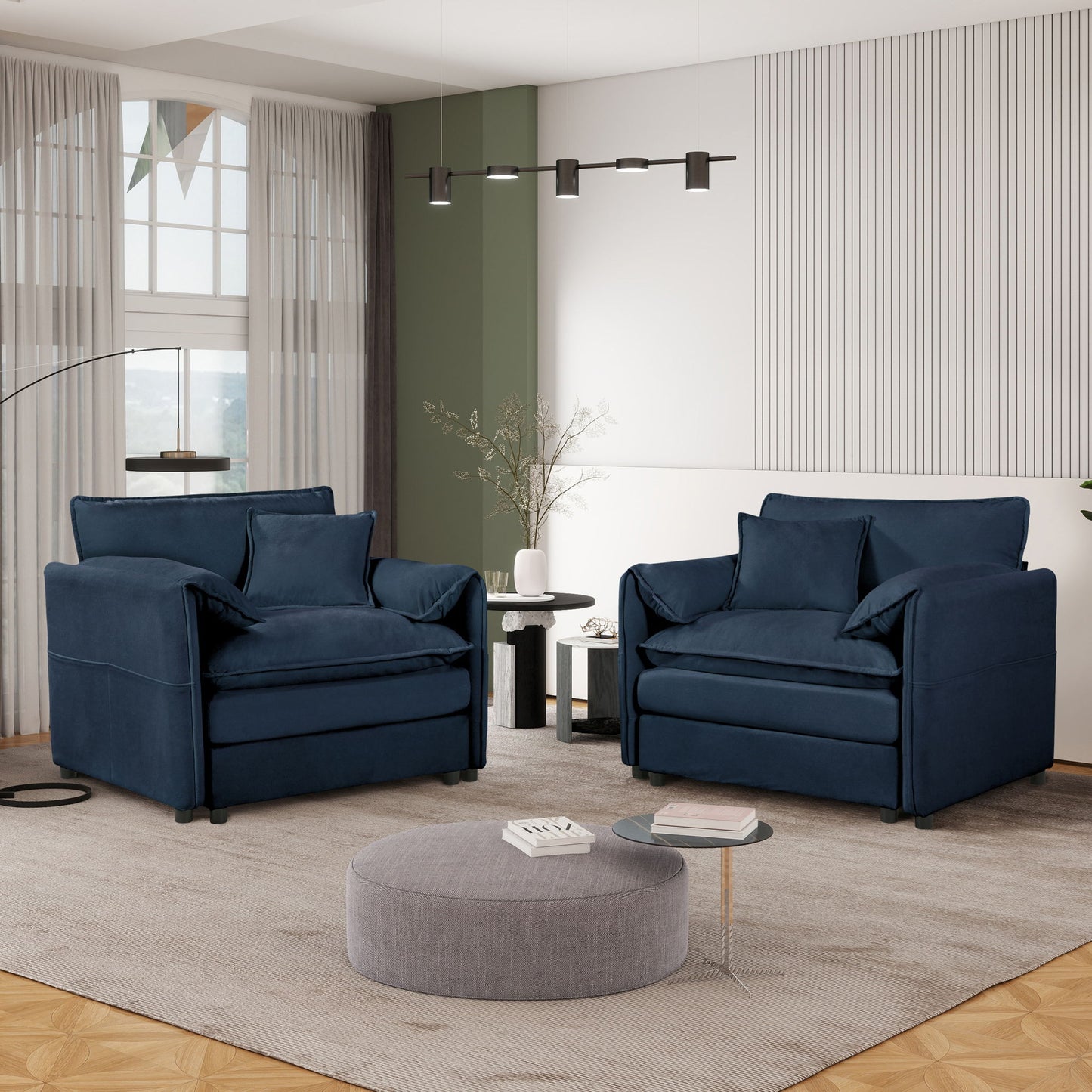 Modern Oversized Accent Chair, Comfy Single Sofa With Large Seat (Set of 2) Home Essentials