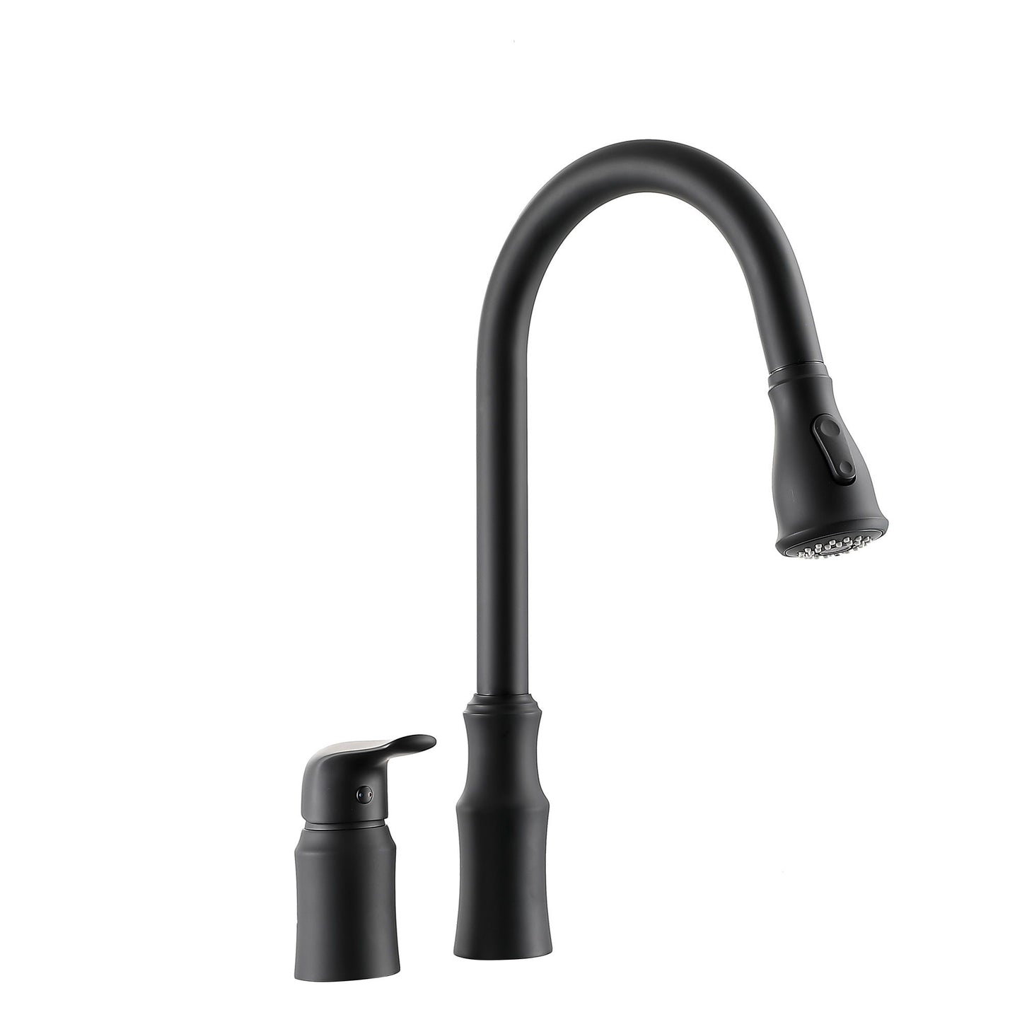 16.9" Kitchen Sink Faucet With Separate Handle And Pull Down Sprayer, Lead Free Brass - Matte Black Daily Nest