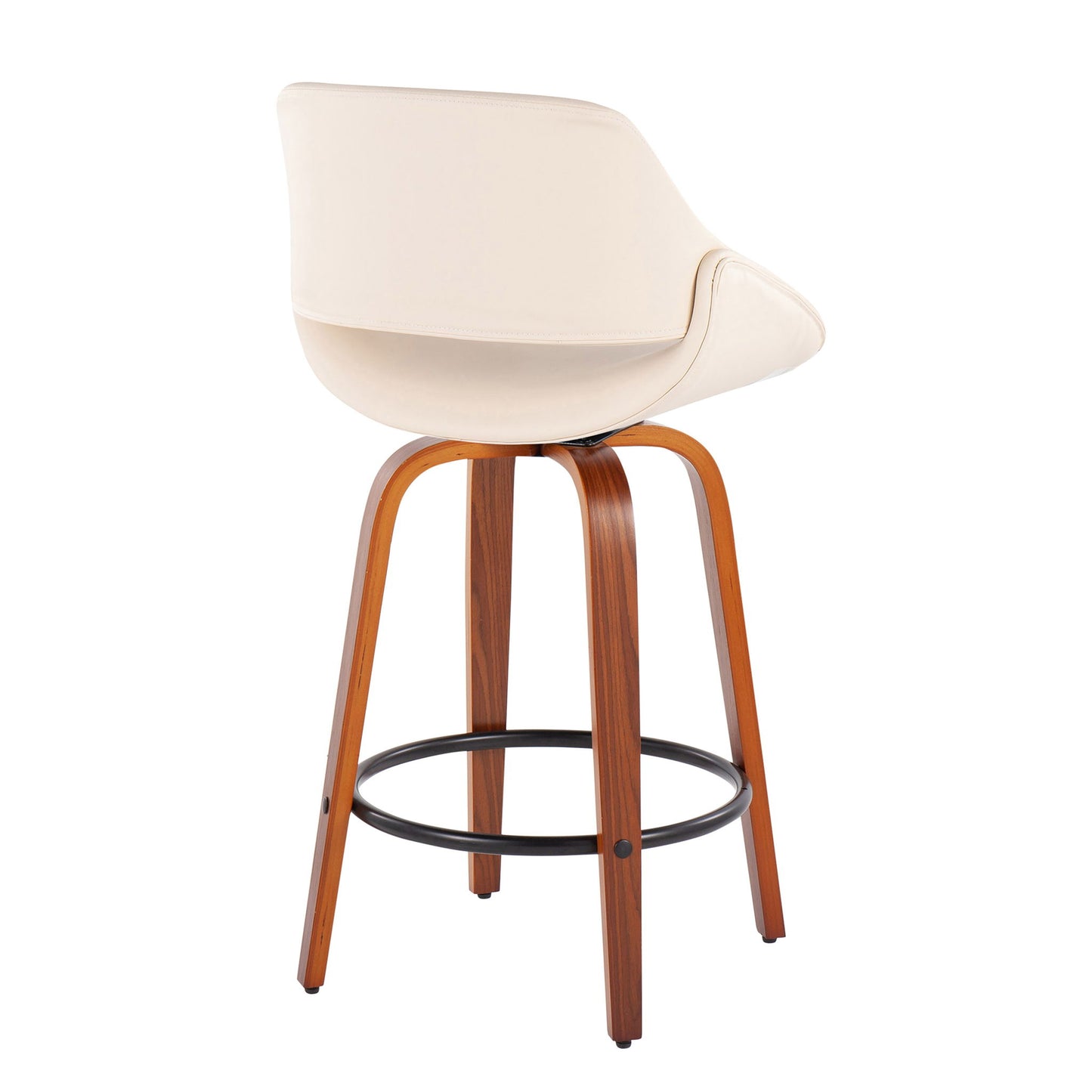 Fabrico - Mid Century Modern Fixed Height Counter Stool And Round Footrest (Set of 2) Lumi Source