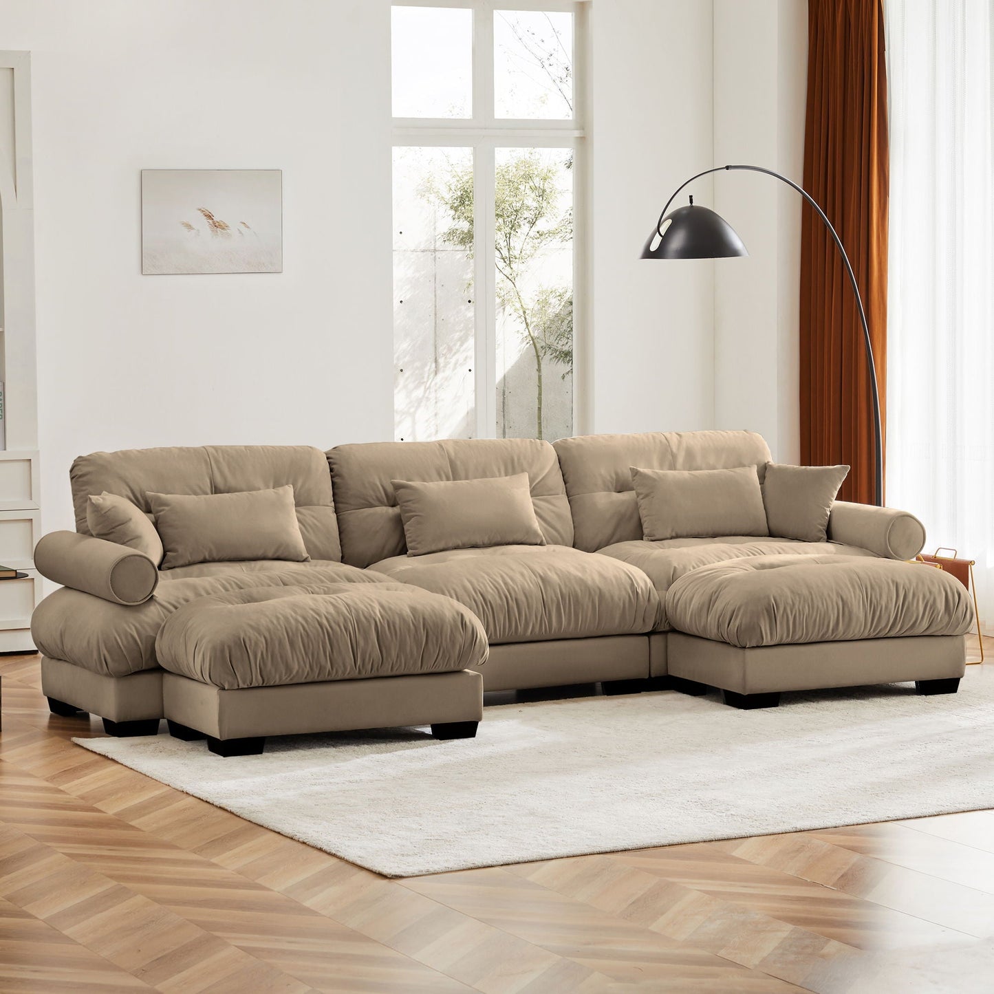 Super Comfort Oversized Modular Sectional Sofa With Movable Ottoman - Snoozhouse