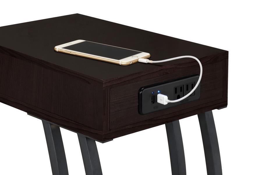 Troy - 1-Drawer C-Shaped Side Table Power Outlet CoasterEssence