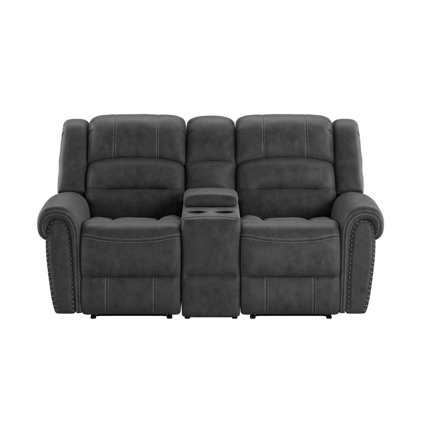 Ferrar - Reclining Console Loveseat - Gray Emerald Home
