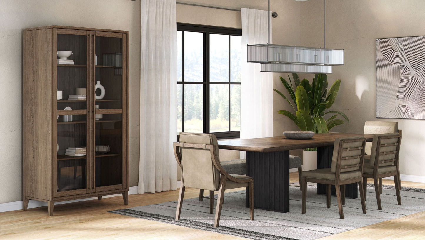 Double Pedestal Table Latte - Light Brown Bernards Furniture