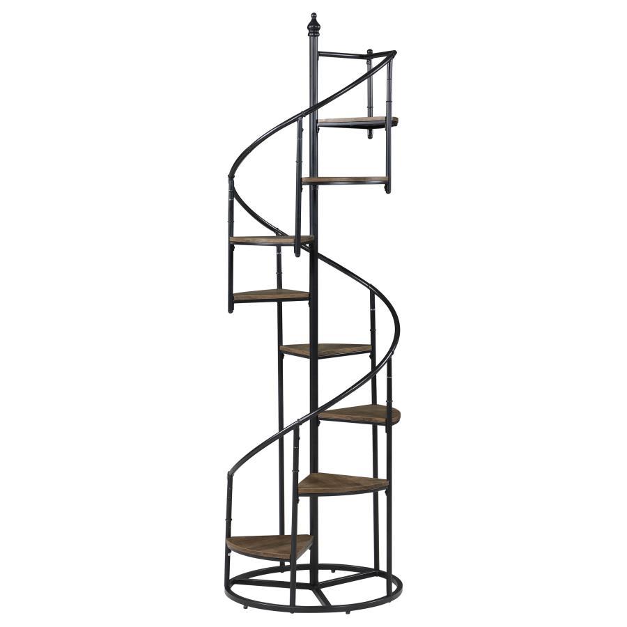 Roseglen - 8-Shelf Staircase Bookshelf - Rustic Brown CoasterEssence