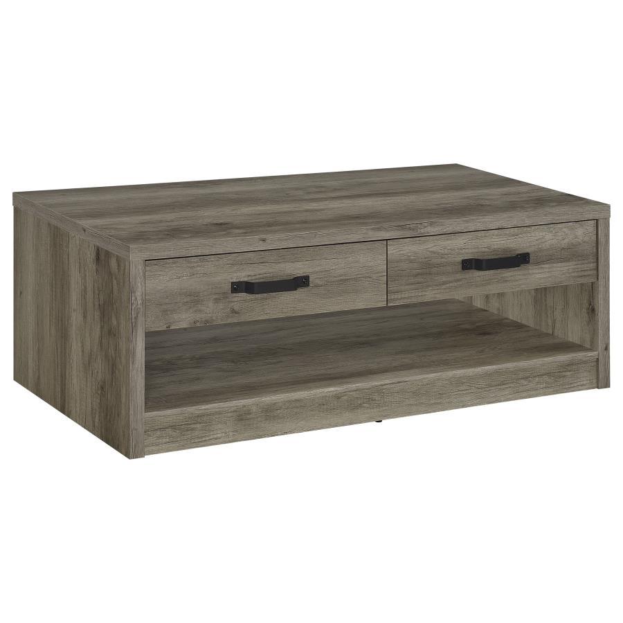 Felix - 2-Drawer Engineered Wood Coffee Table - Gray Driftwood Coaster Fine Furniture