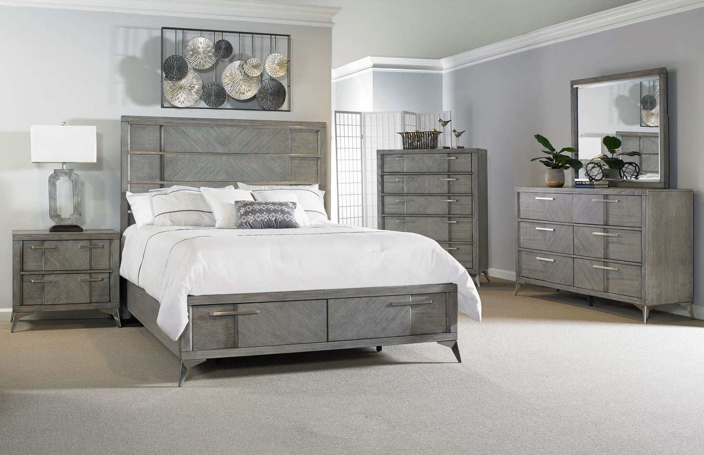 Storage Bed With Bookmatched Veneer Bernards Furniture